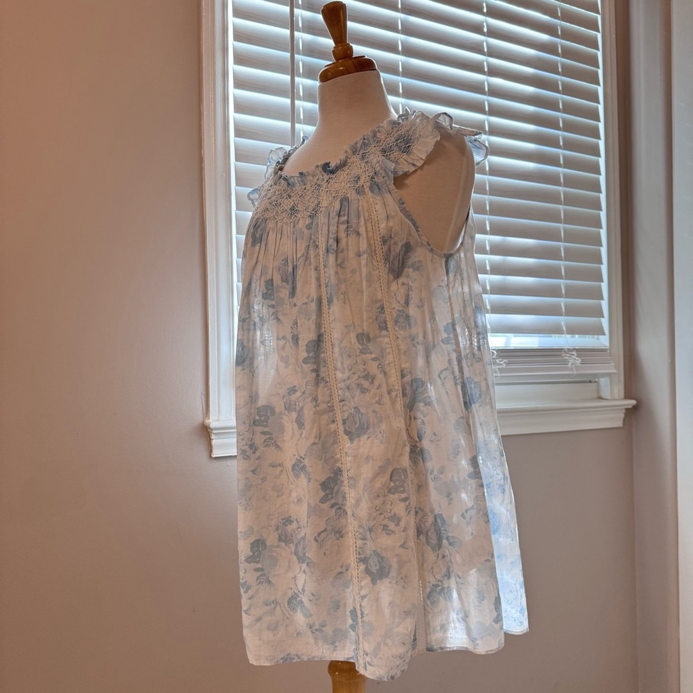LoveShackFancy floral Finchley mini dress slate blue pattern